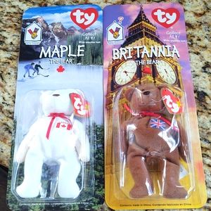 Ronald McDonald International Beanie Bears Maple, Glory, & Brittannia New in Box